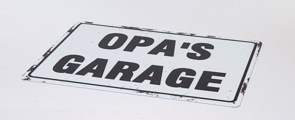 Opa's Garage reclamebord van metaal wandbord decoratie deco, Info@deconoord.nl, Deco Noord, Nieuw, Ophalen of Verzenden