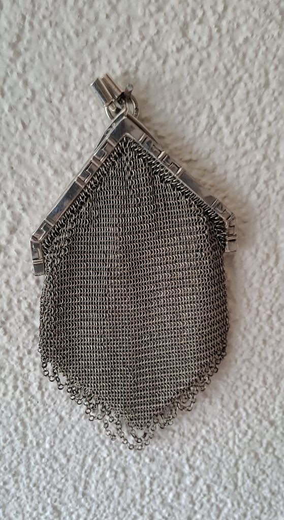 Een bijzondere echt zilveren antiek beursje. ( K 835 S), Antiek en Kunst, Verzenden, Zilver