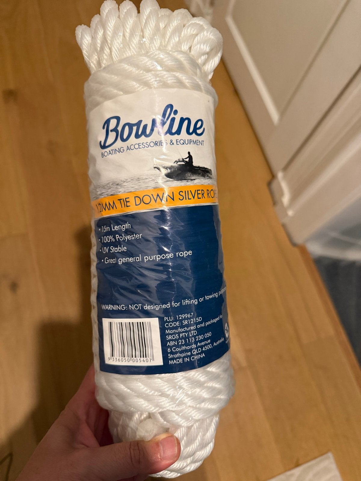 Bowline 12mm Polyester Touw - 15m Lengte, Ophalen of Verzenden, Nieuw, Lijn of Blok