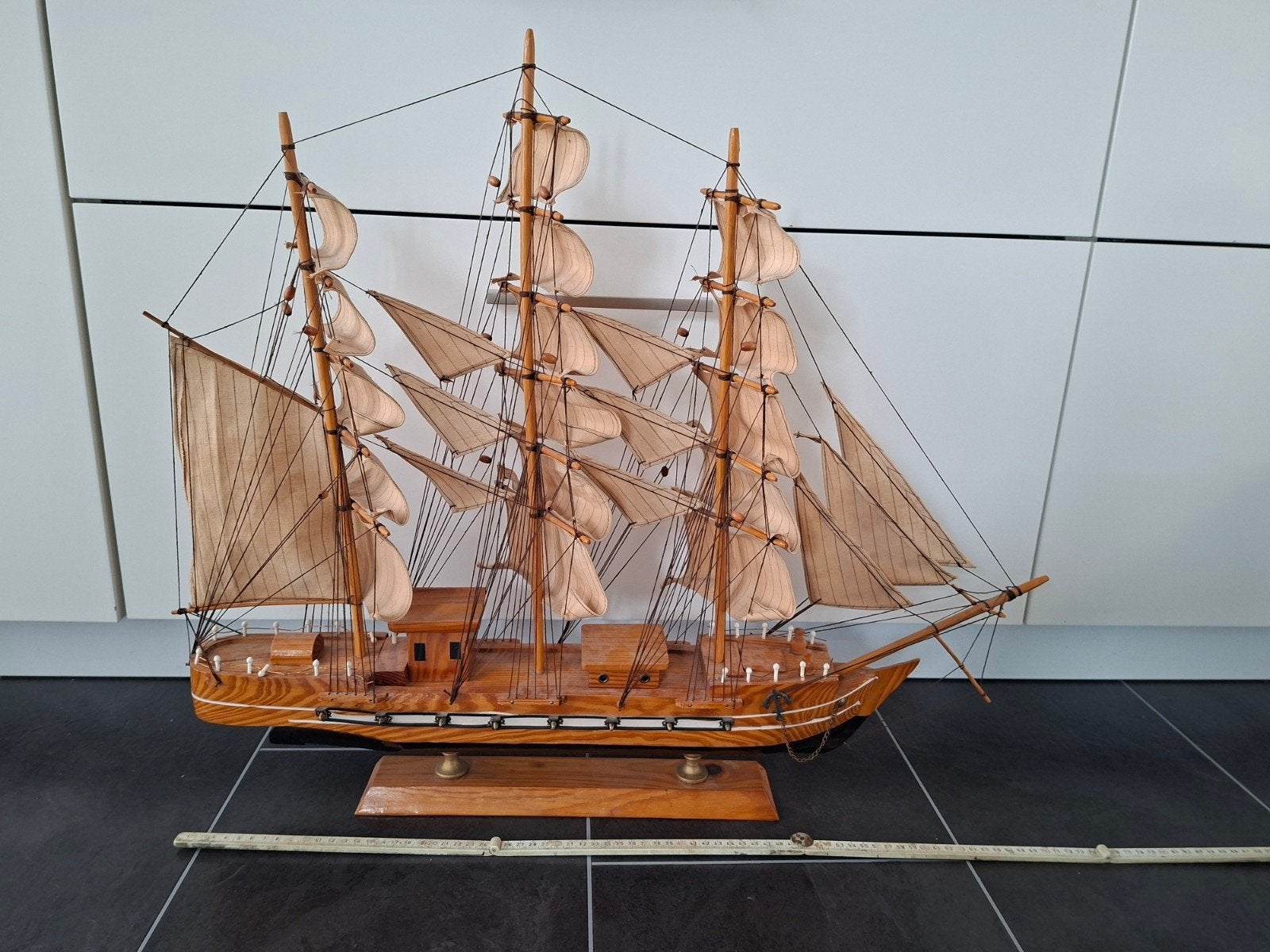 Antiek schaalmodel - Houten Zeilschip Decoratie, Ophalen of Verzenden