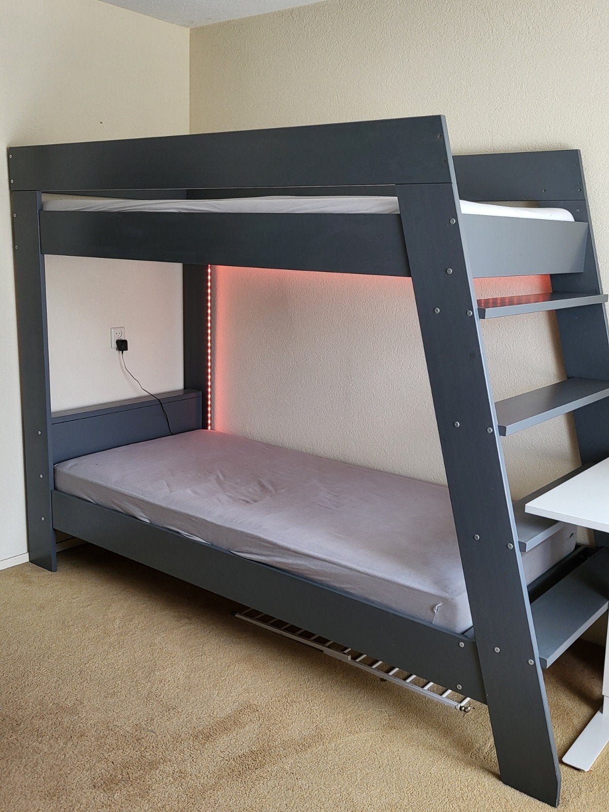 WOOOD stapelbed Juliën staalgrijs, Ophalen, Gebruikt, 90 cm, 160 tot 180 cm