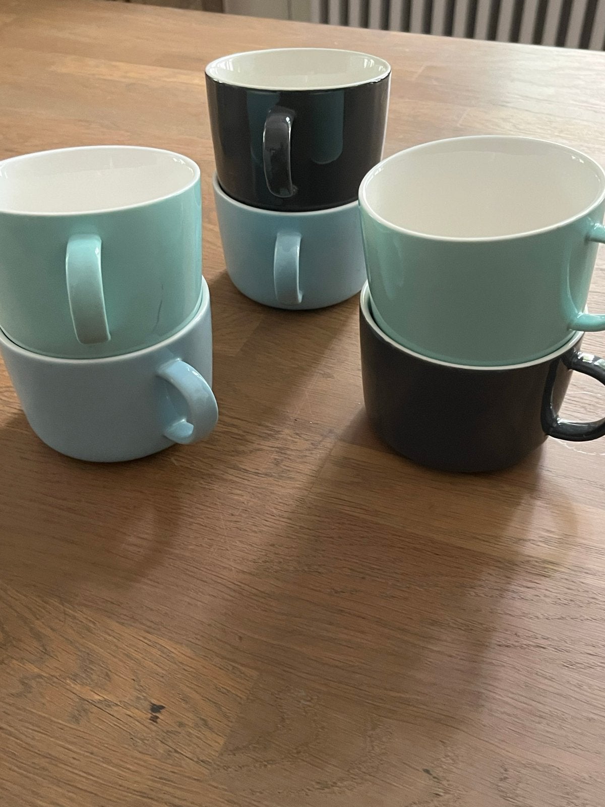 Hema mokken set van 6 stuks in diverse kleuren, Hema, Gebruikt, Keramiek, Modern