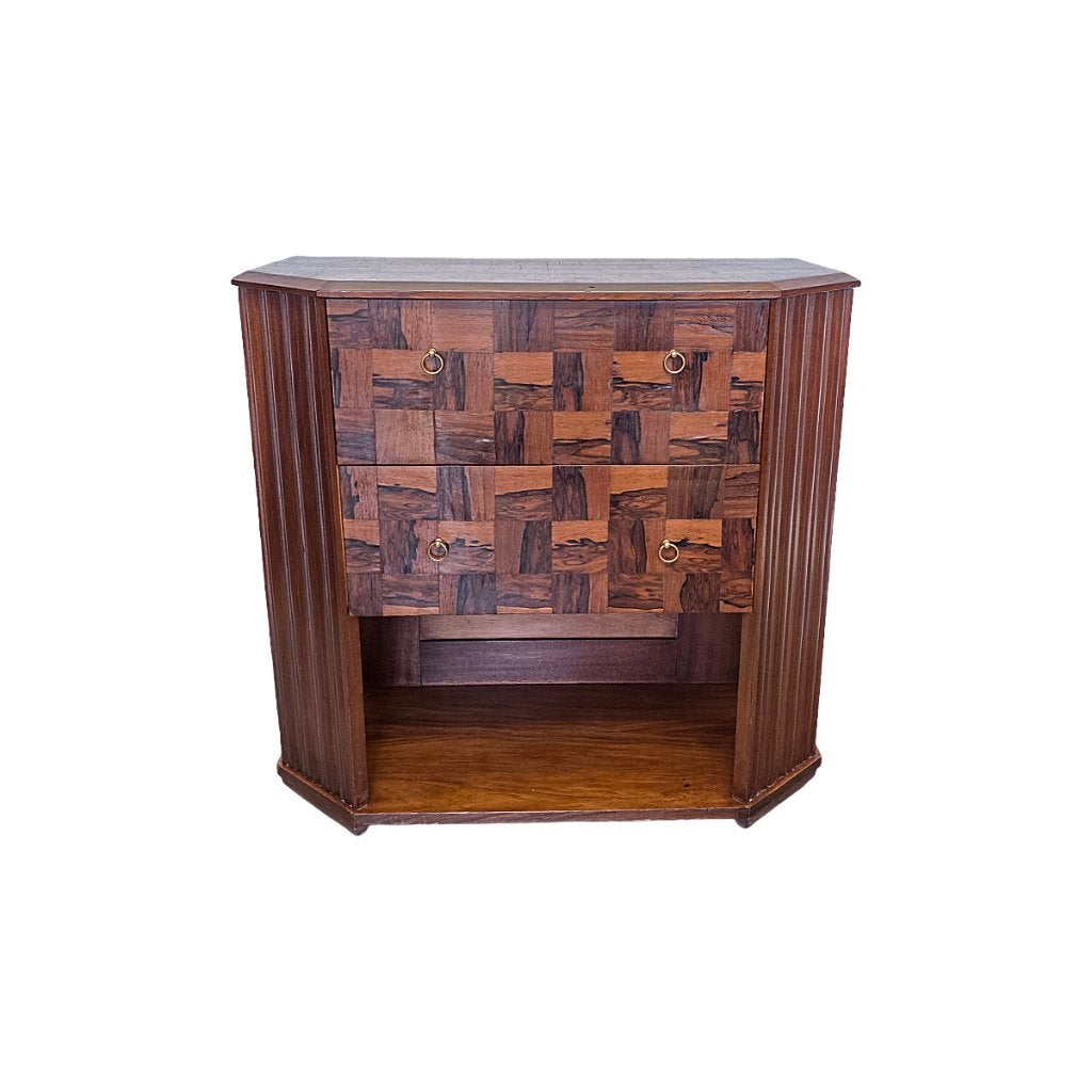 Frans Art Deco palissander laden kastje, Gebruikt, 1 of 2 laden, Minder dan 100 cm, Art Deco
