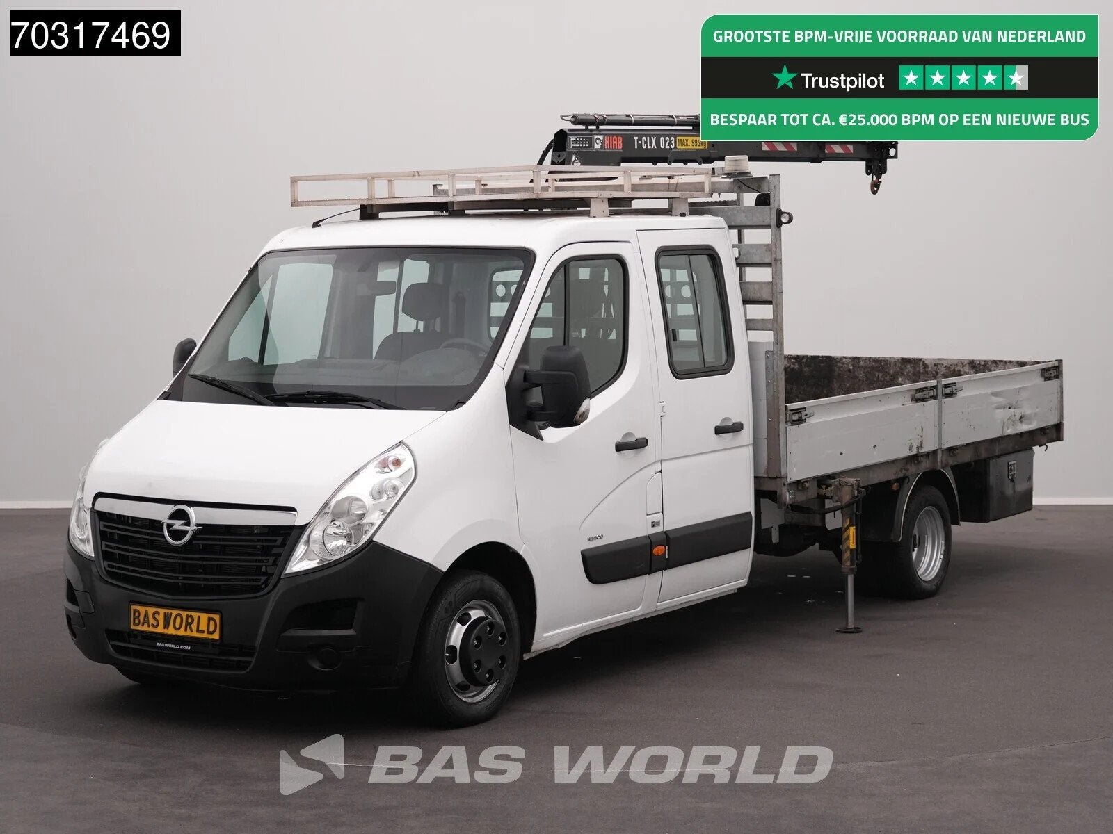 Opel Movano 145PK Kraanwagen Hiab T-CLX 023 B-3 Dubbellucht, 145 pk, Stof, Gebruikt, Euro 6
