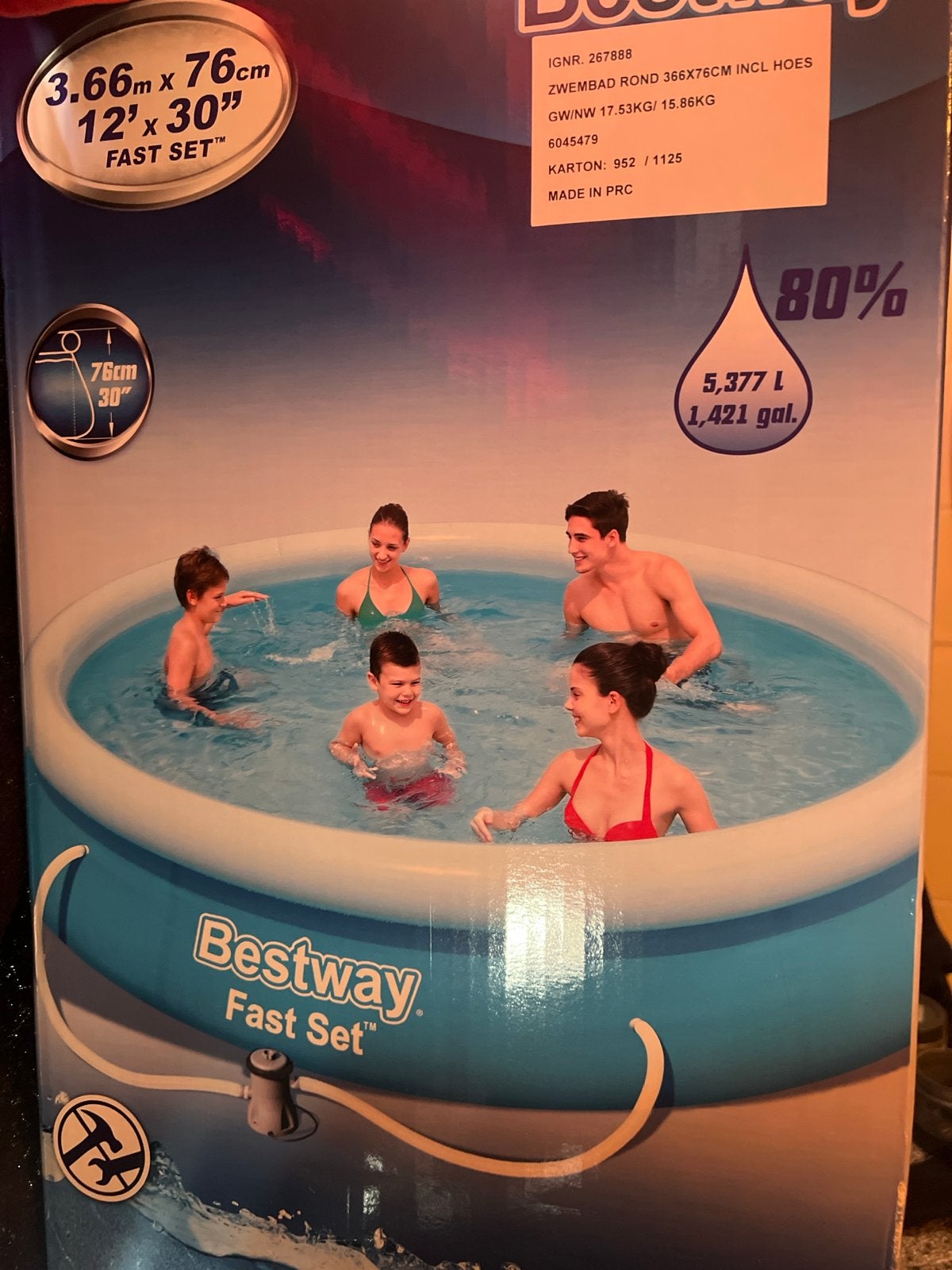 Nieuw Bestway Fast Set Zwembad 3.66m (ongeopend), Ophalen, Minder dan 80 cm, Rond, Opzetzwembad