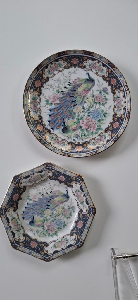 Vaga decoratieve borden met pauwenmotief - set van 2, Ophalen of Verzenden