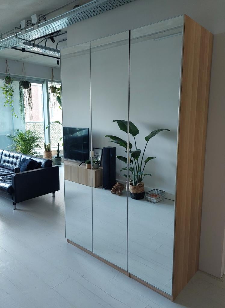 PAX Kledingkast EIKEN NIEUWST 150x60x236 cm IKEA SPIEGELS, Ophalen, Zo goed als nieuw, 50 tot 75 cm, 200 cm of meer