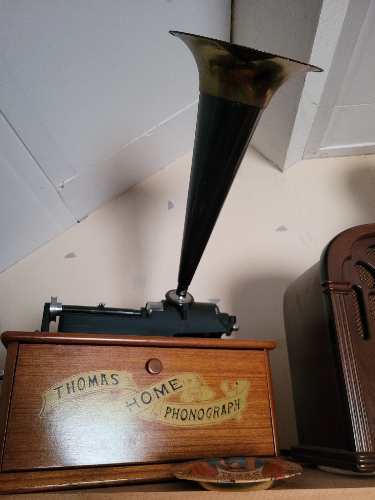 Antieke Thomas Home Phonograph met hoorn, Ophalen of Verzenden, Gebruikt, Platenspeler, Overige merken