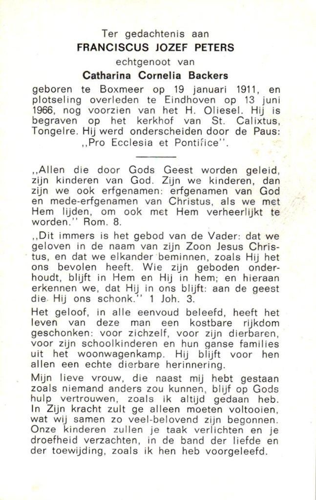 Peters Franciscus Jozef Boxmeer 1911-1966 Tongelre, Ophalen of Verzenden
