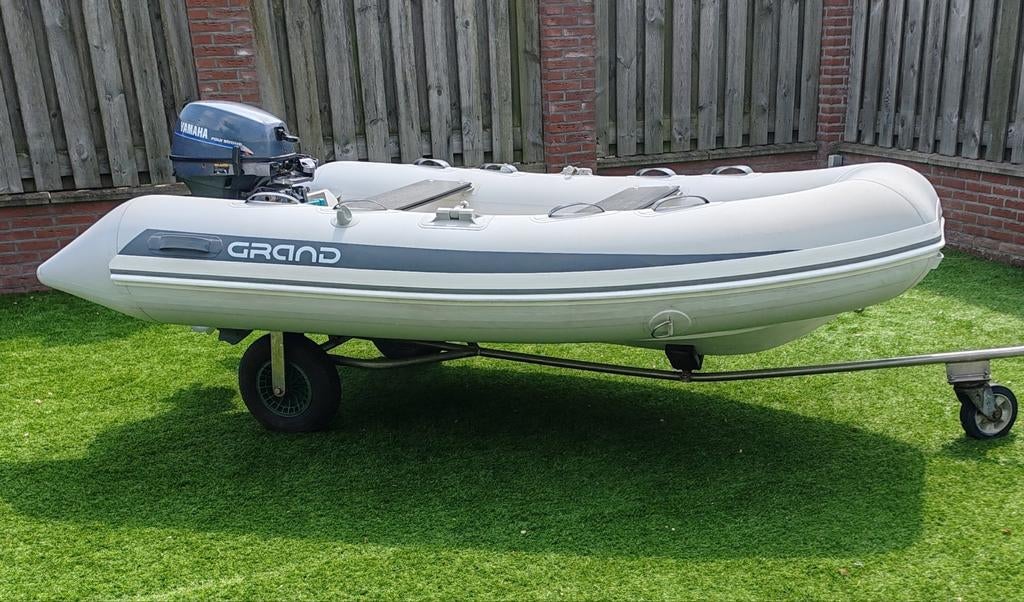 Grand 300cm Rib rubberboot met 8pk buitenboordmotor, Watersport en Boten, Rubberboten, Benzine, Minder dan 70 pk, Overige materialen