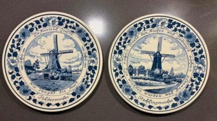 'Royal Goedewaagen "Blue Delft" wandborden met molens., Ophalen of Verzenden