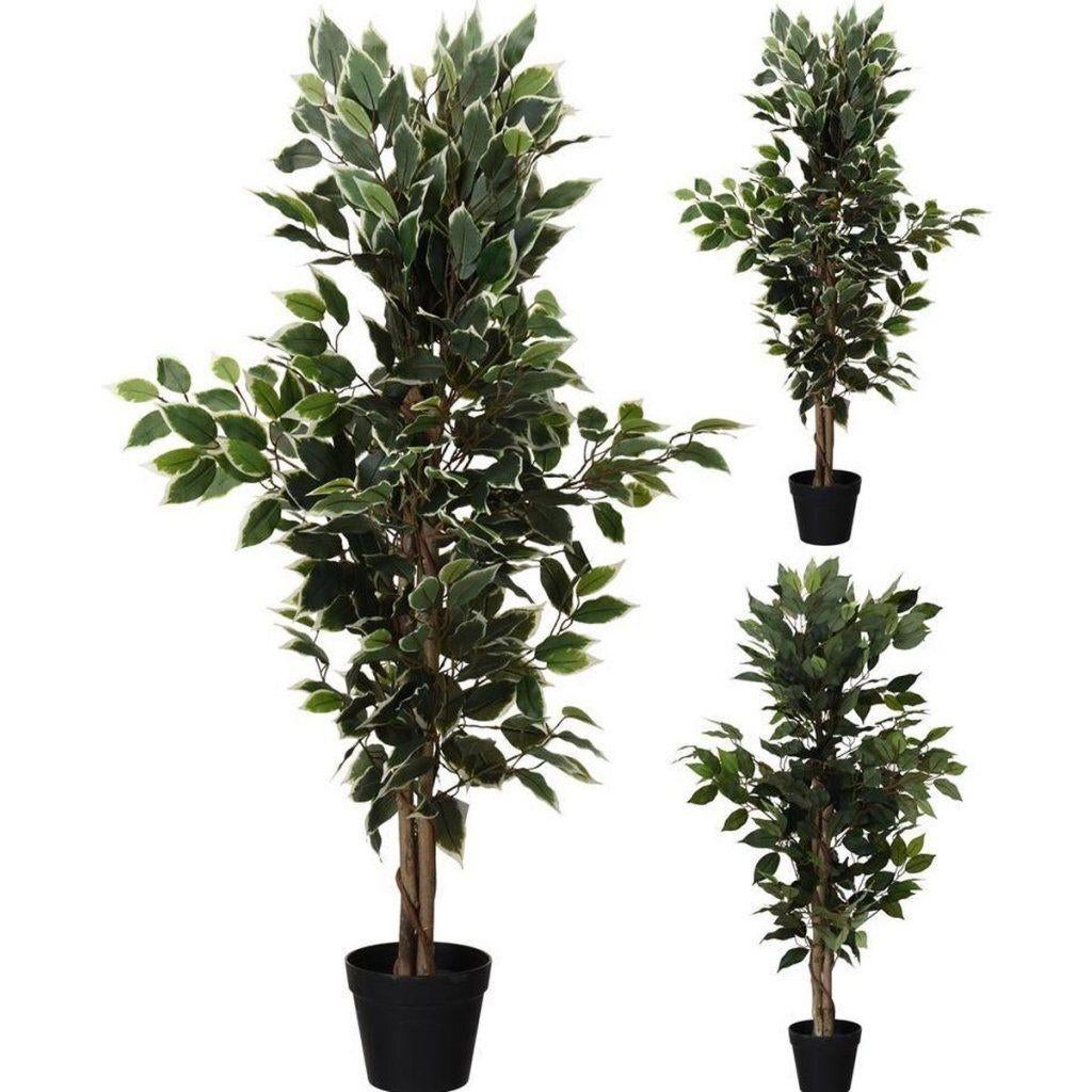 Kunstplant Ficus 115 cm Groen/Wit, Binnen, Verzenden, Nieuw, Home & Styling