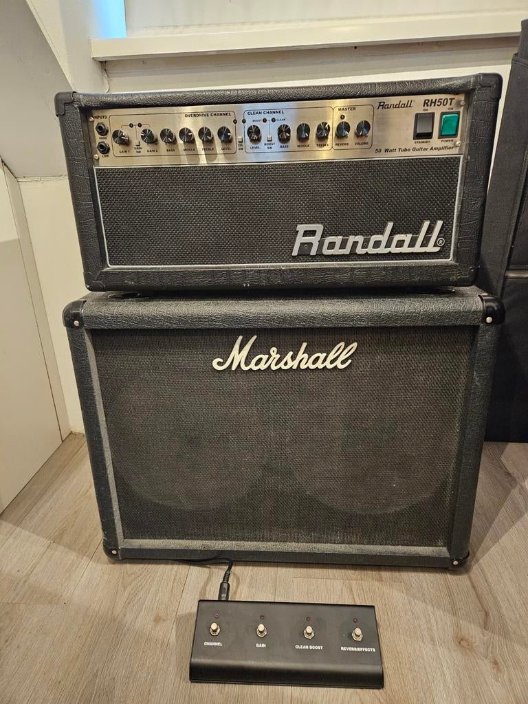 Randall RH50T buizen stack gitaarversterker met Marshall cab, Ophalen of Verzenden, Gebruikt, 50 tot 100 watt