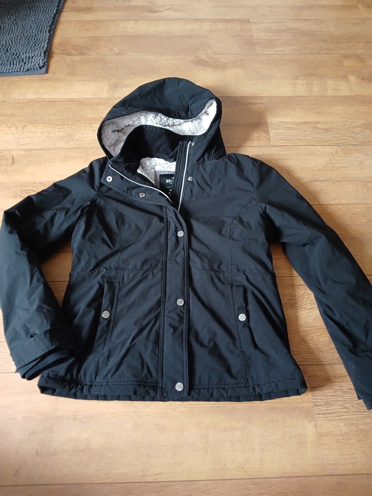 Hollister Zwarte Winterjas Maat S, Zwart, Ophalen of Verzenden, Maat 36 (S), Gedragen