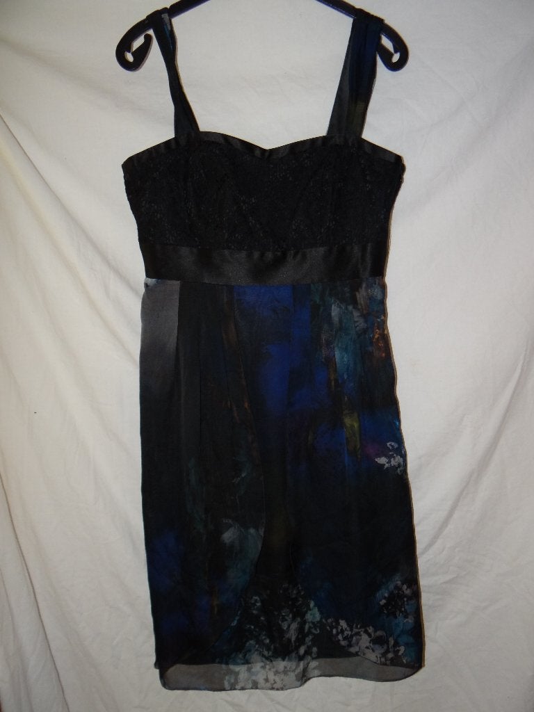 Mooie blauw/groen/zwarte STEPS jurk, Maat 38/40 (M), Blauw, Ophalen of Verzenden, Knielengte
