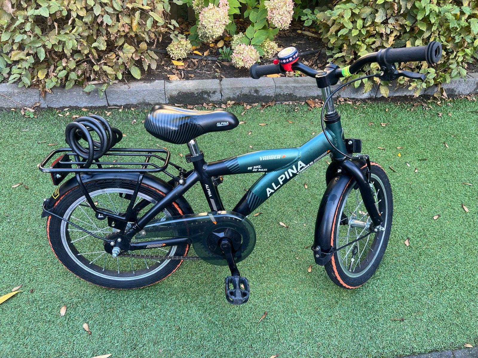 Alpina Yabber kinderfiets 16 inch - Groen/Zwart, Ophalen, Zo goed als nieuw, Velgrem, 16 tot 20 inch