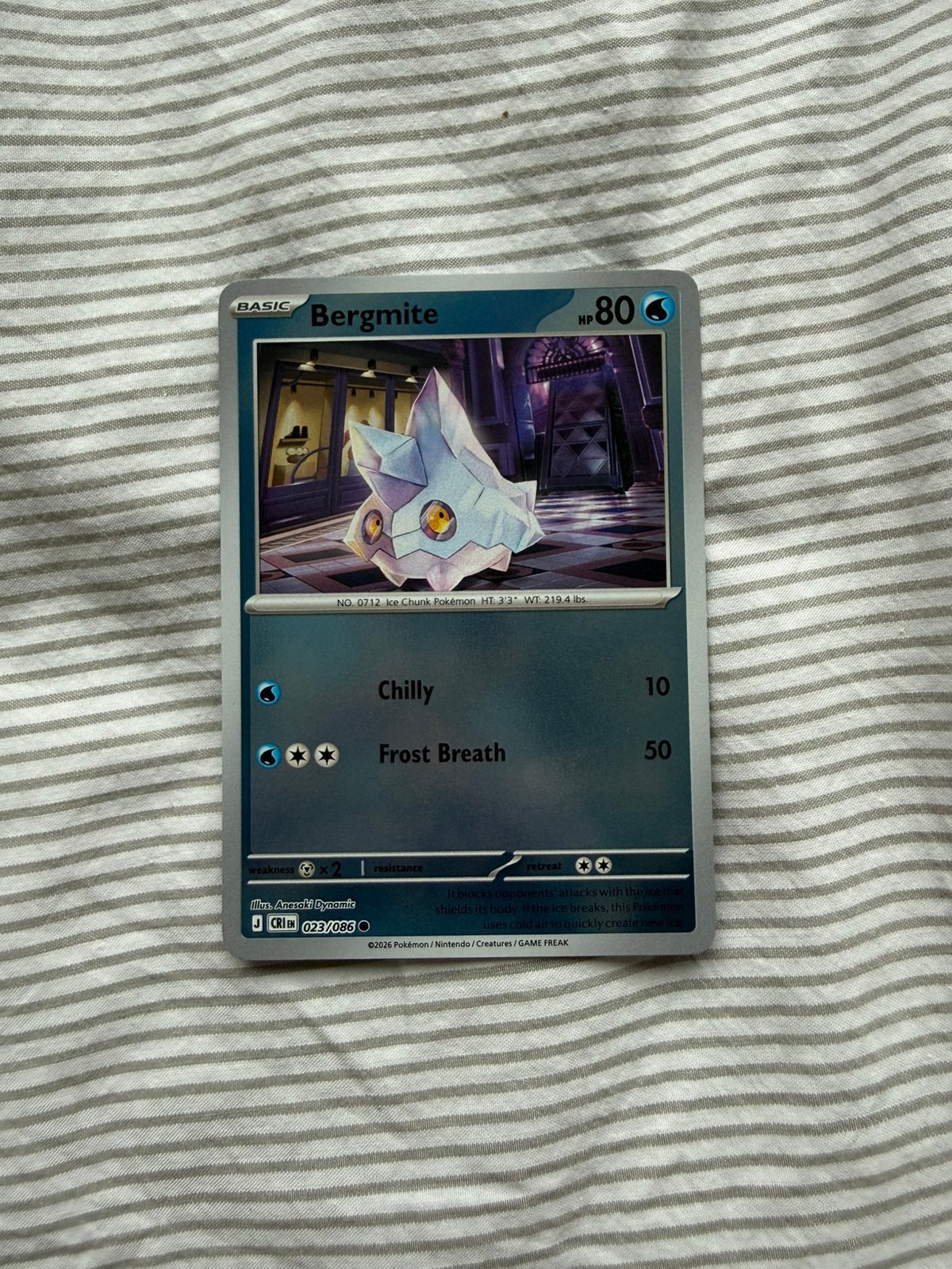 Bergmite holo pokemon kaart, Ophalen of Verzenden, Zo goed als nieuw