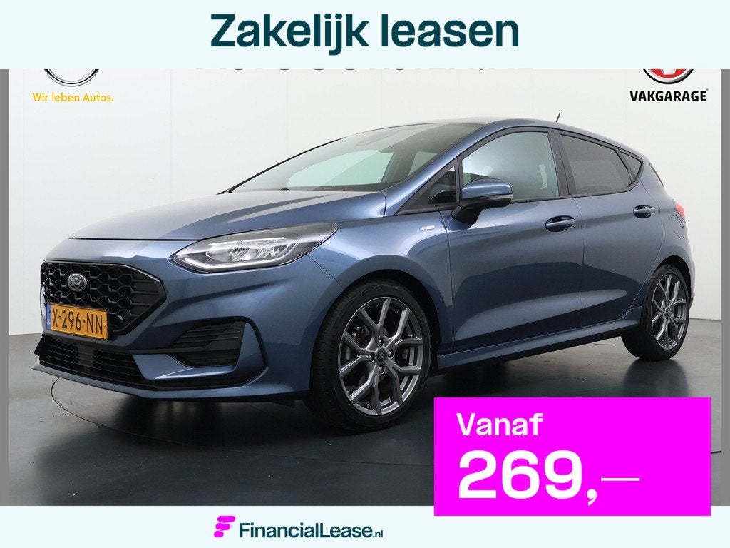 Ford Fiesta 1.0T 125PK Hybrid ST-Line Stoel+Stuur+Voorruitve, Voorwielaandrijving, Gebruikt, Lichtsensor, Blauw