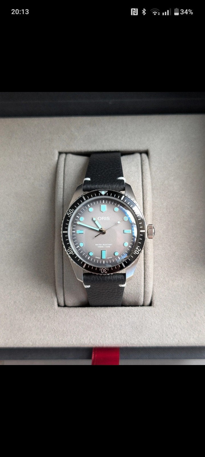 Mooi Oris Divers Sixty-Five Glow Automatic horloge Full-set, Ophalen of Verzenden, Zo goed als nieuw, Zwart, Android