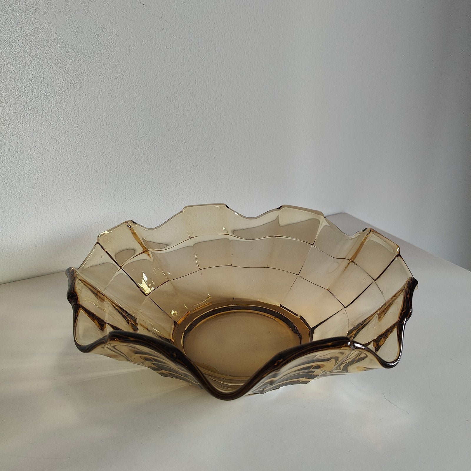 Vintage Art Deco amber persglazen schaal, Antiek en Kunst, Ophalen of Verzenden