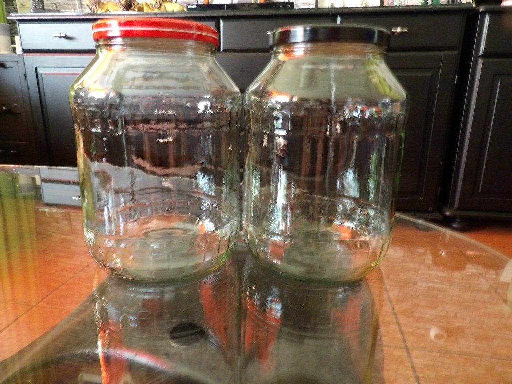 10 grote potten van 2.5 liter, Ophalen, Zo goed als nieuw, Glas, Pot, Bus of Blik
