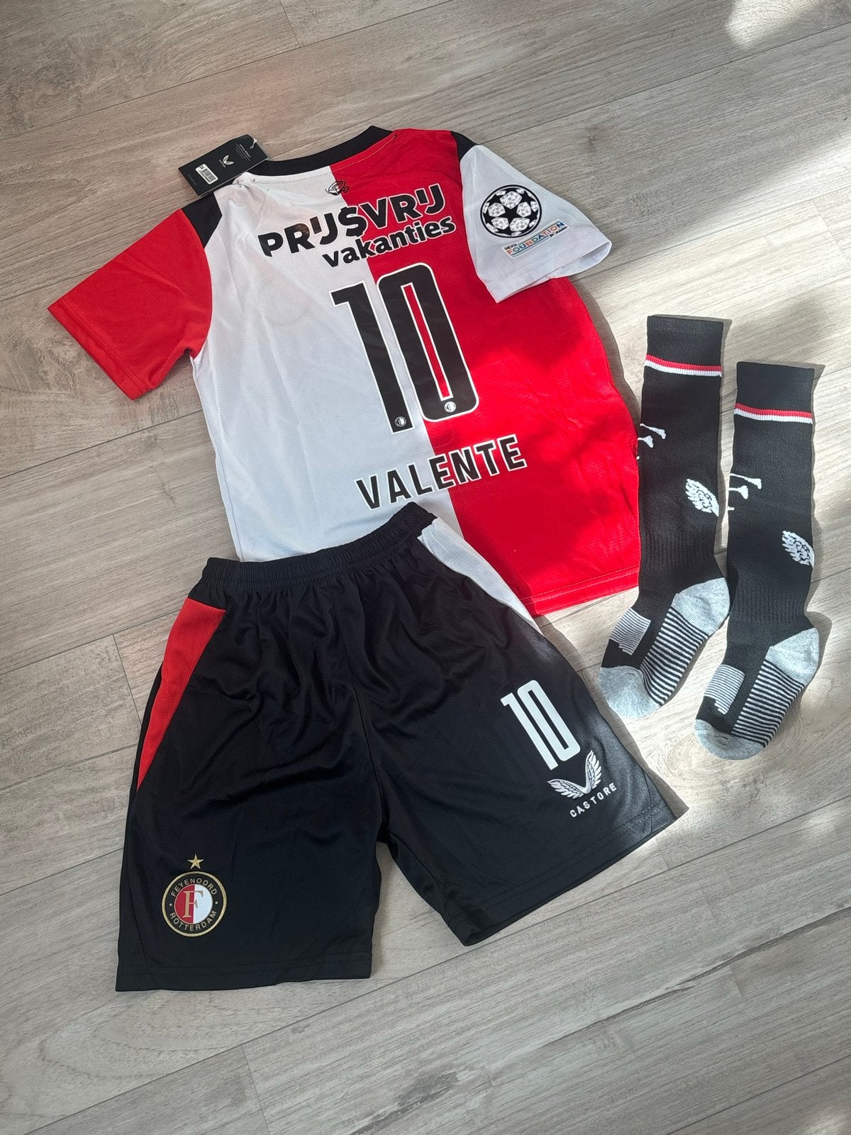 Feyenoord Thuis Setje Valente #10 maat 140 t/m 164, Ophalen of Verzenden, Nieuw, Jongen of Meisje