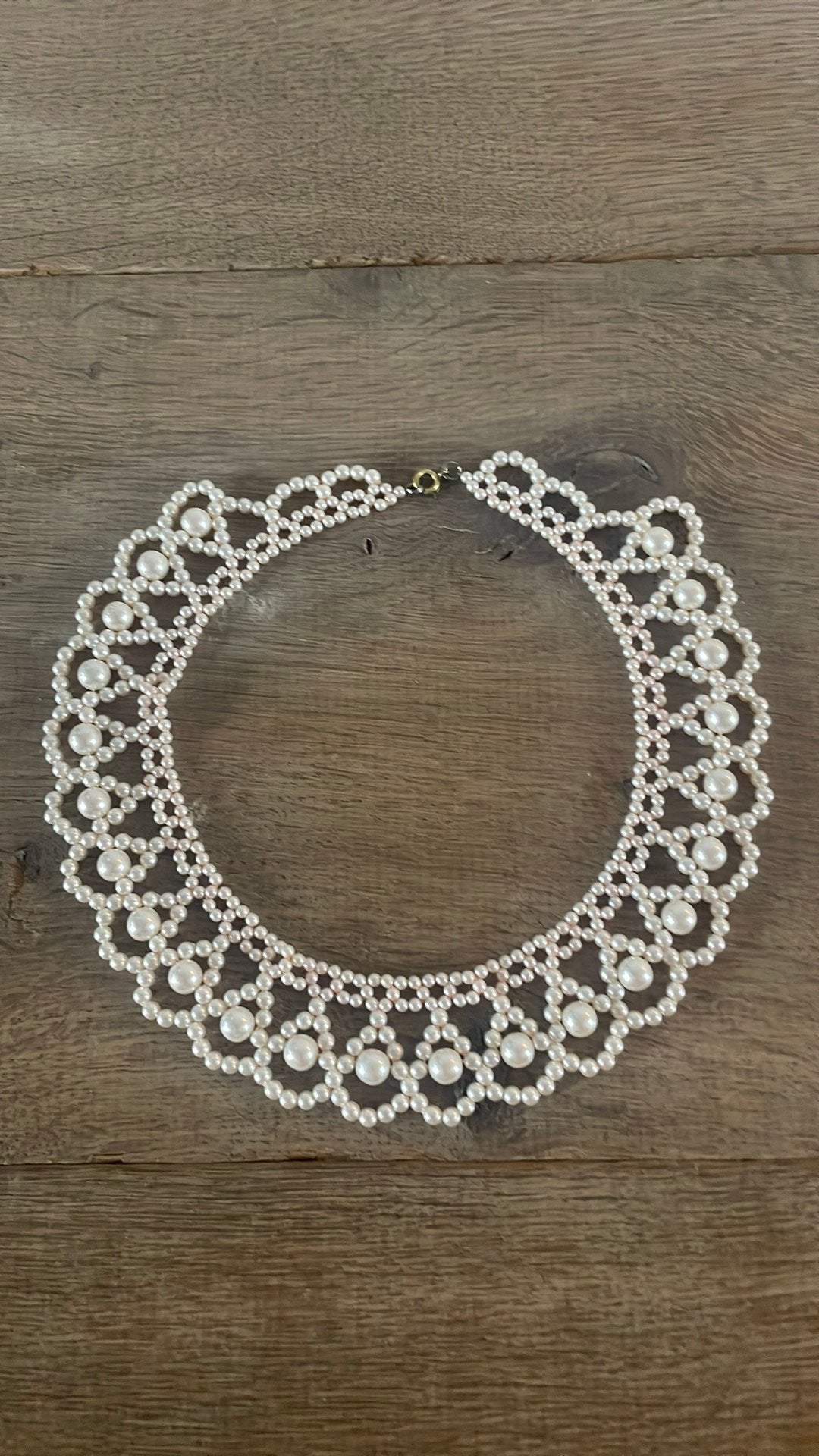 Vintage parel kraagje/ketting, Ophalen of Verzenden, Zo goed als nieuw, Wit, Overige materialen