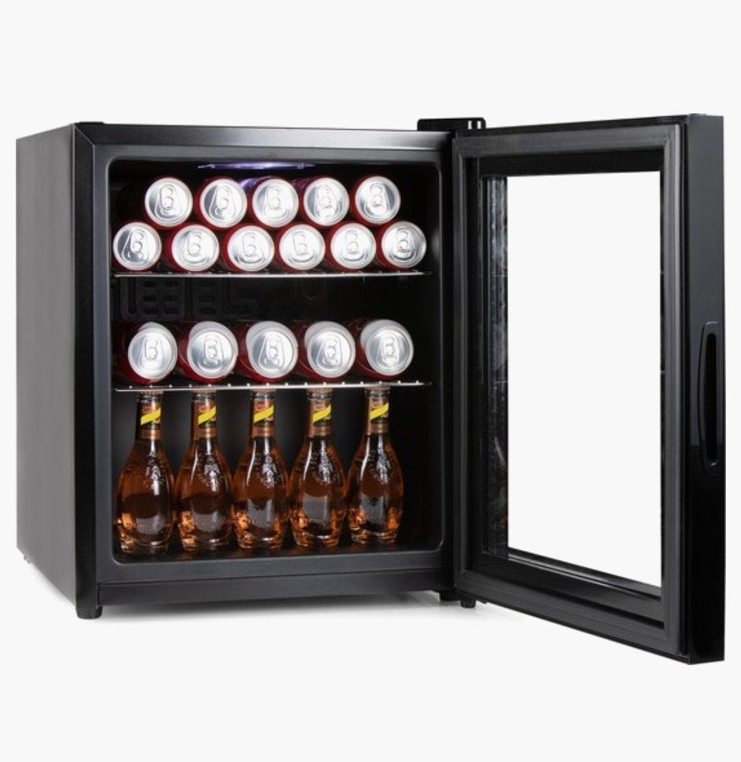 Compacte Primo Minibar Koelkast - 46L, Zwart, Energie D, Minder dan 75 liter, Ophalen of Verzenden, Zonder vriesvak, Minder dan 85 cm