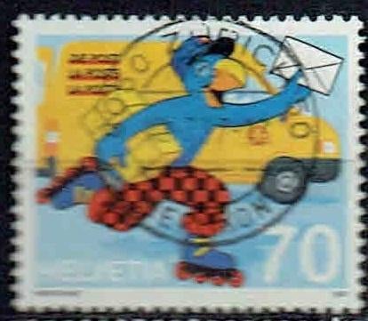 Zwitserland 1997 Postbode op rolerscates, Verzenden, Gestempeld, Overige thema's