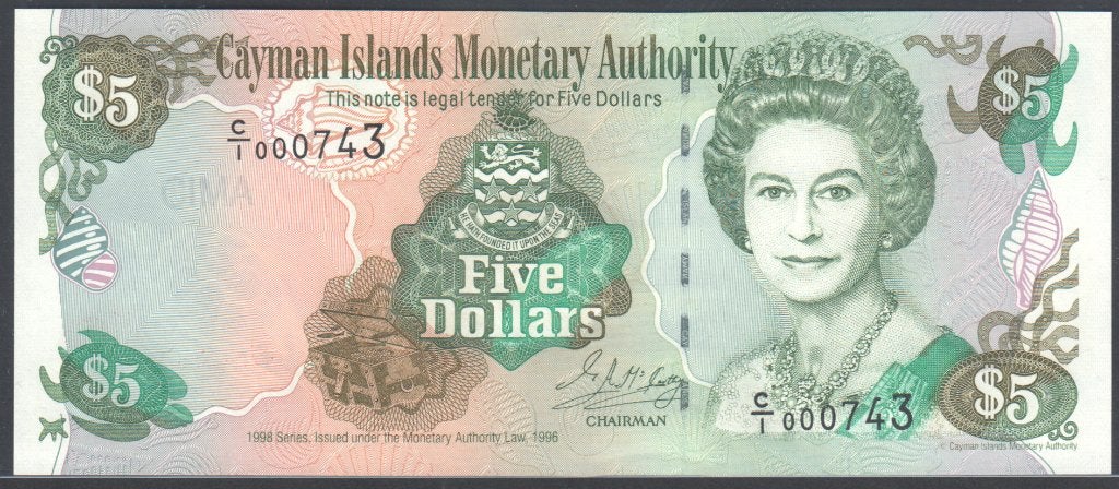 Cayman Islands 5 Dollars 1998, Verzenden, Noord-Amerika, Los biljet
