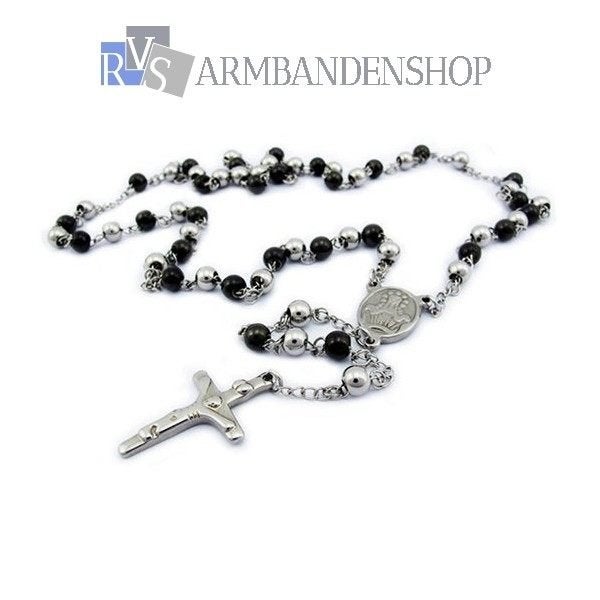 div rvs goud / zilver kruisjes rozenkrans sieraden ketting, Verzenden, Nieuw, Zilver, Overige materialen