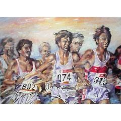 6 lithos / zeefdrukken "Athletiek " van 4 kunstenaars € 60, Ophalen of Verzenden