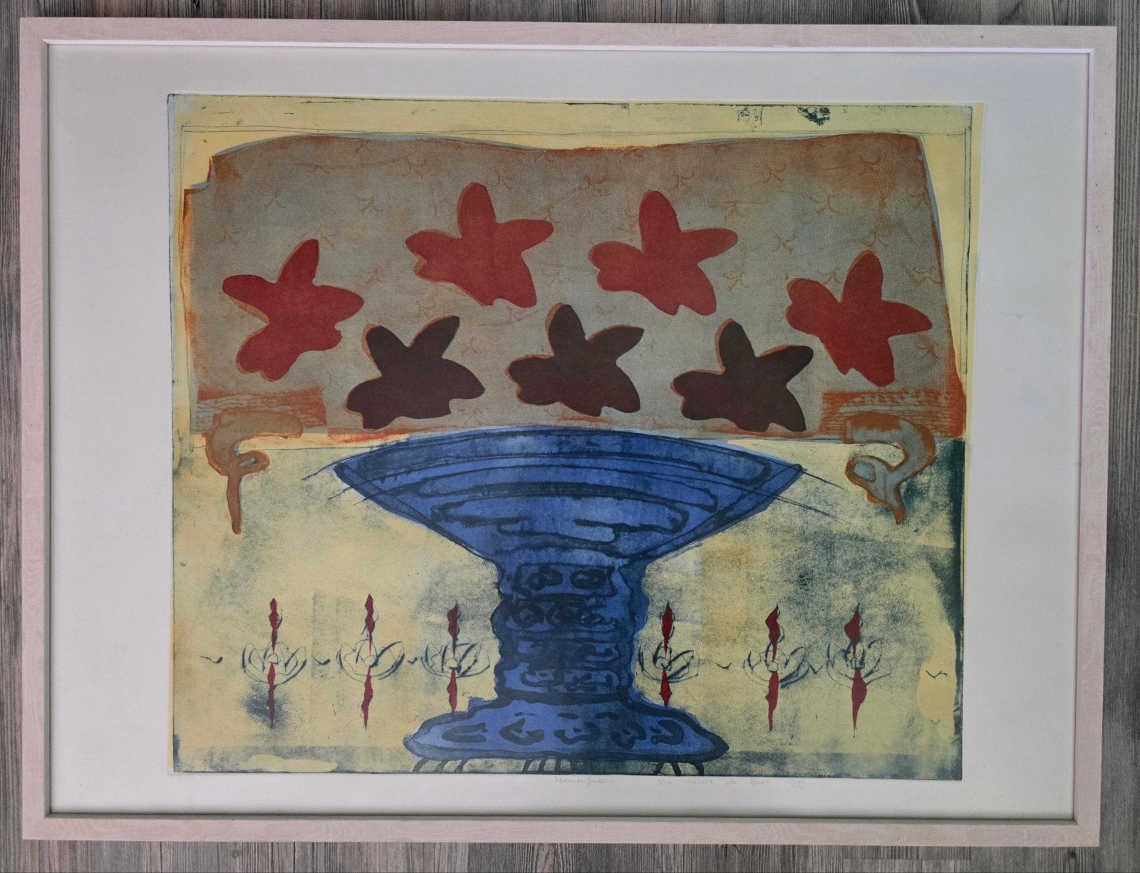 Lukie de Bree - Bloemen en fontein, Ophalen of Verzenden