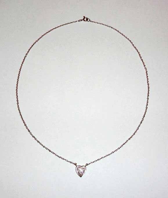 Ketting witgoud met diamant Hartje, Verzenden, Zo goed als nieuw, Met edelsteen, Zilver