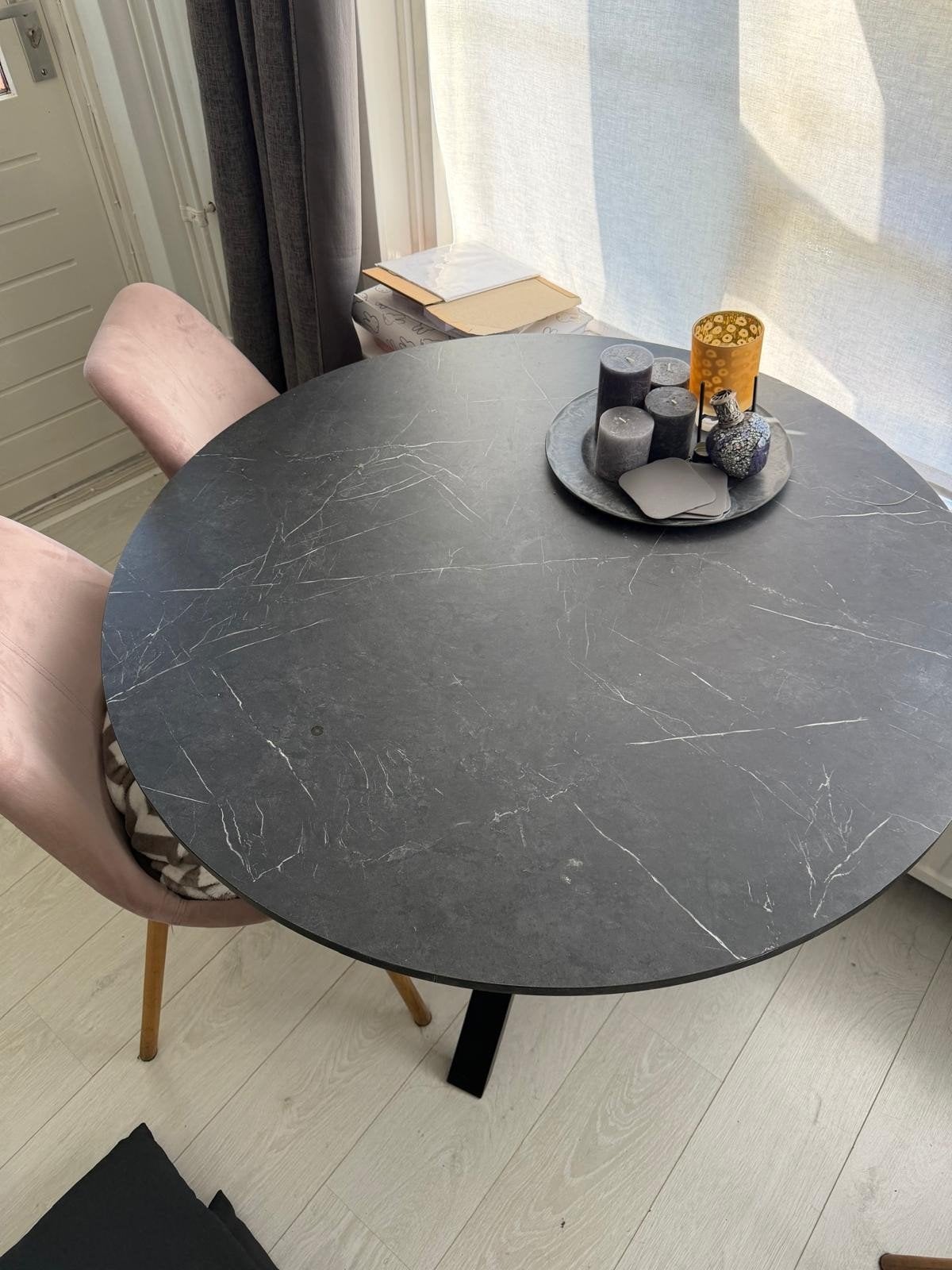 IKEA Mariedamm Ronde Tafel Marmerlook, Ophalen, Gebruikt, Modern, Industrieel, Overige materialen