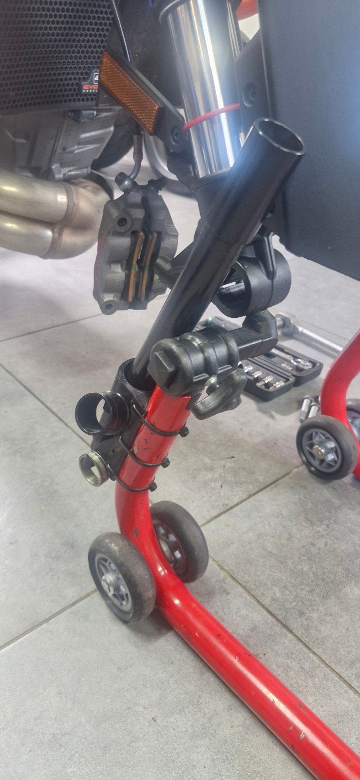 Paddockstand houder voor as en spacers, Motoren, Ophalen of Verzenden