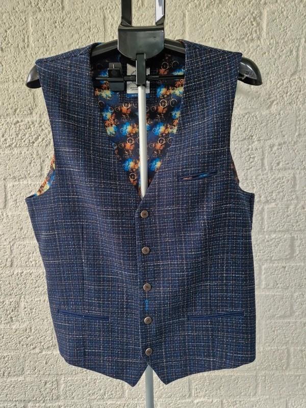 A Fish Named Fred Gilet Donkerblauw Tweed Look 52/L, Kleding | Heren, Kostuums en Colberts, Ophalen of Verzenden, Zo goed als nieuw