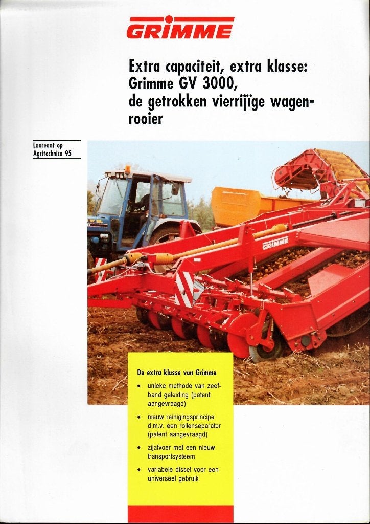 Folder 4 rijige getrokken aardappelrooier GRIMME GV 3000, Ophalen of Verzenden, Zo goed als nieuw, Folder