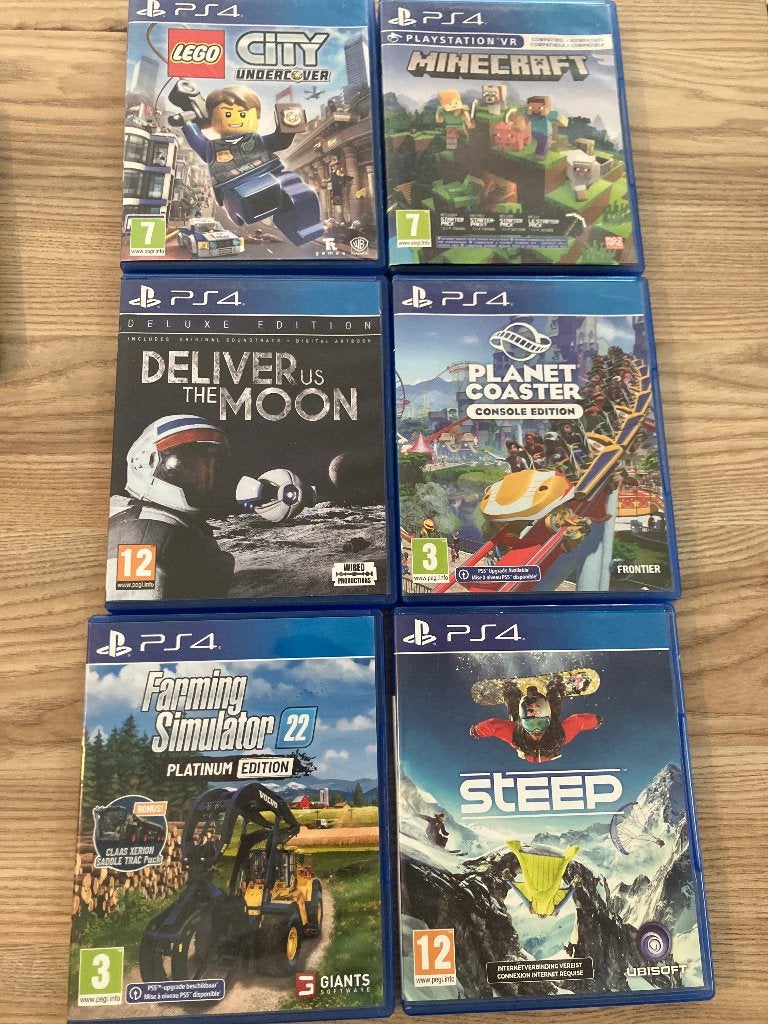 Diverse PS4 Games - Lego City, Minecraft, Farming Simulator, Spelcomputers en Games, Ophalen, 2 spelers, Zo goed als nieuw, Eén computer