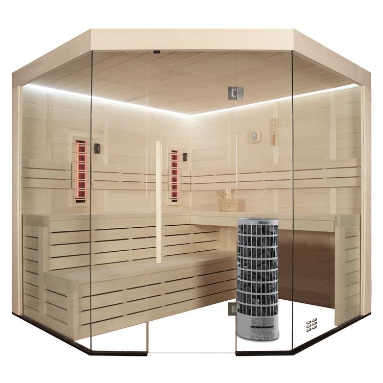 LUXE COMBI SAUNA 236X236 | INFRAROOD + 9KW HARVIA