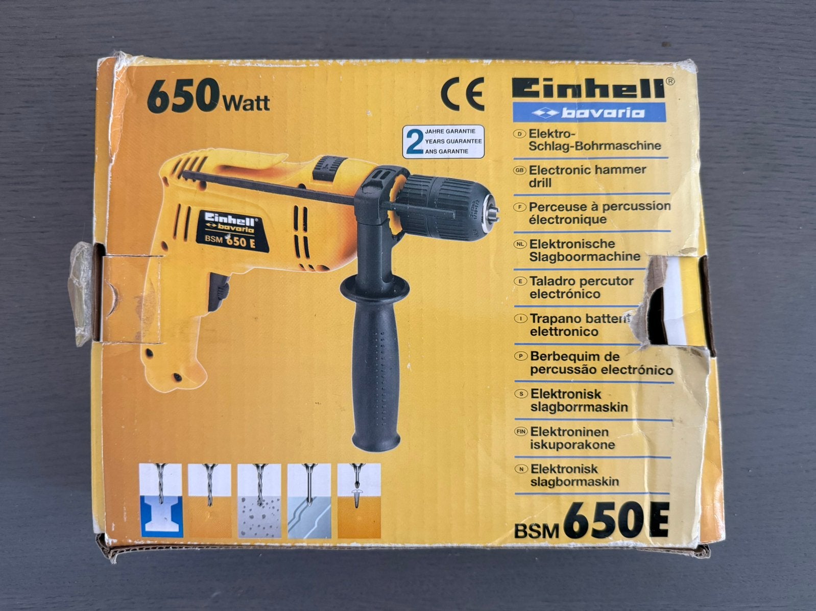 Einhell Bavaria BSM 650 E Slagboormachine + Sencys borenset, Doe-het-zelf en Verbouw, Boormachine, 600 watt of meer, Ophalen of Verzenden