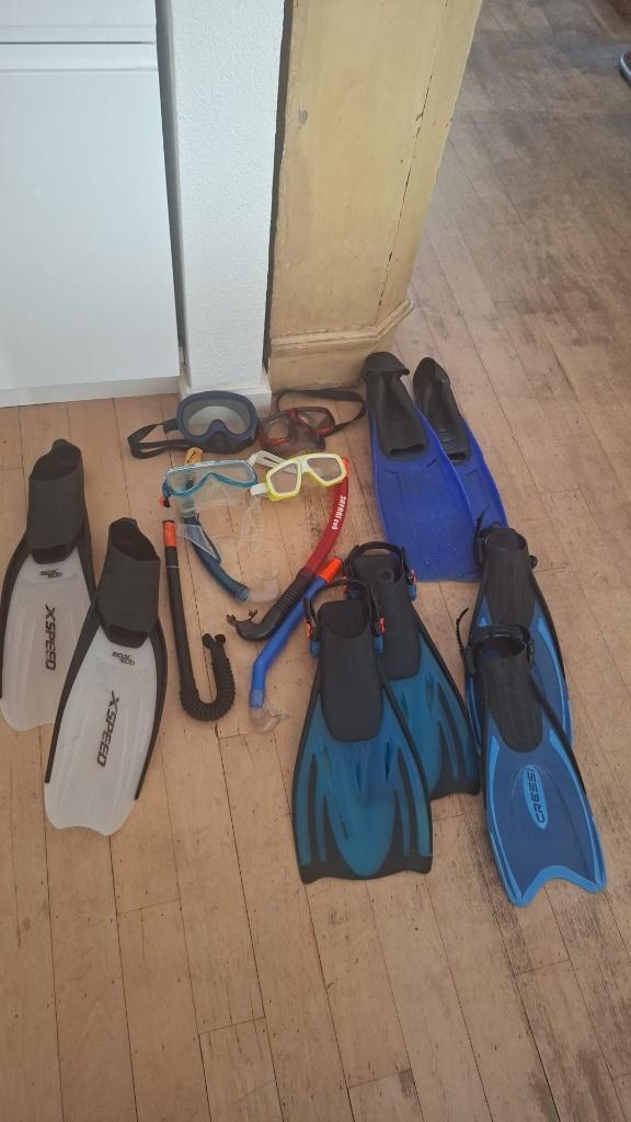 Snorkelsets / Zwemvliezen / Compleet 4 stukds, Ophalen, Gebruikt, Zwem- of Duikvliezen