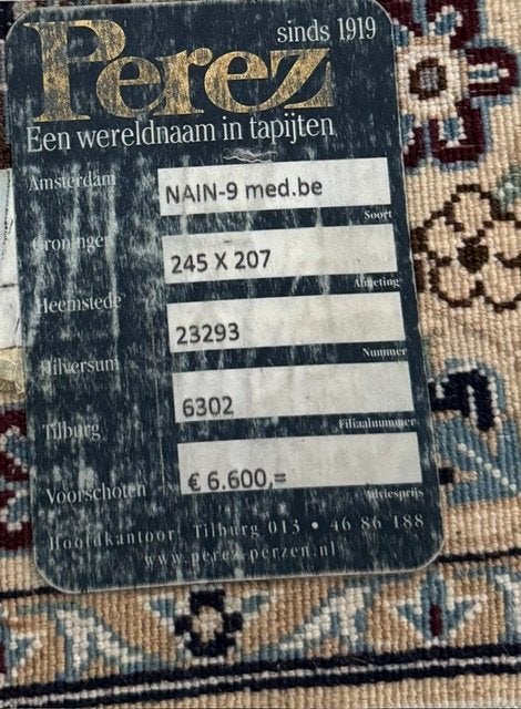 Prachtig Perzisch tapijt van Perez - NAIN-9, Beige, Ophalen of Verzenden, Zo goed als nieuw, 200 cm of meer