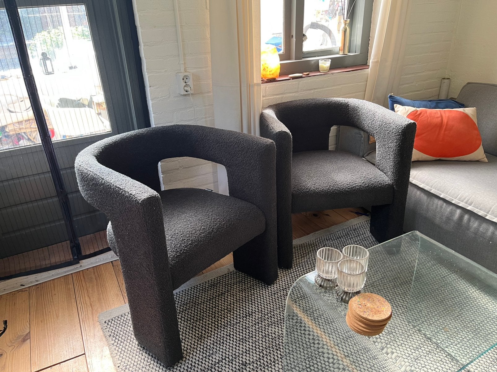2x feautuil (grijs/zwart) WOOD (loods 5), Ophalen, Zo goed als nieuw, Stof