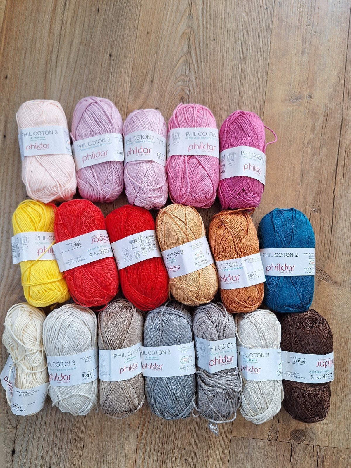 Phildar katoenen garen, 18 bollen, Ophalen of Verzenden, Zo goed als nieuw, Breien of Haken, Wol of Garen