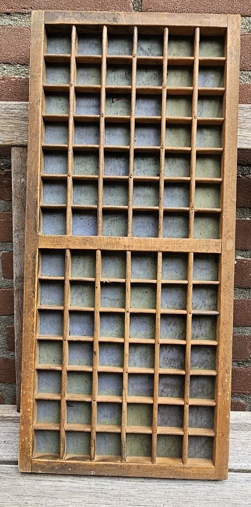 Vintage houten letterbak (#6) - Decoratief wandobject, Gebruikt, 26 cm, Hout, Vintage