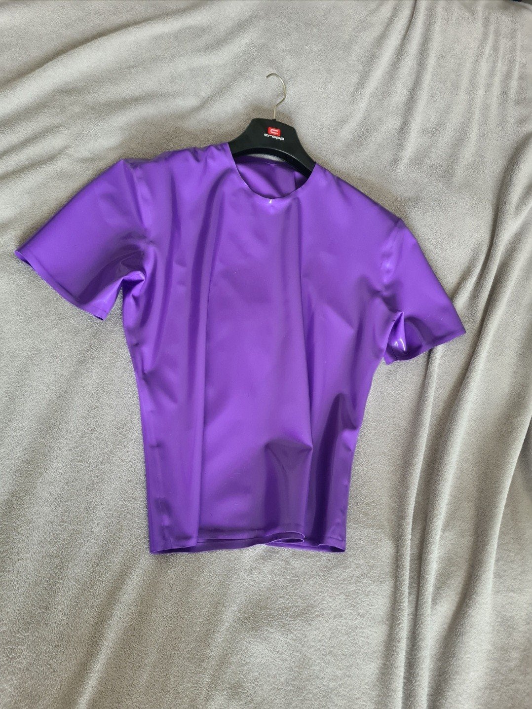 Paars latex T-shirt, heren 2XL, 0,45 mm, Verzenden, Zo goed als nieuw, Overige maten