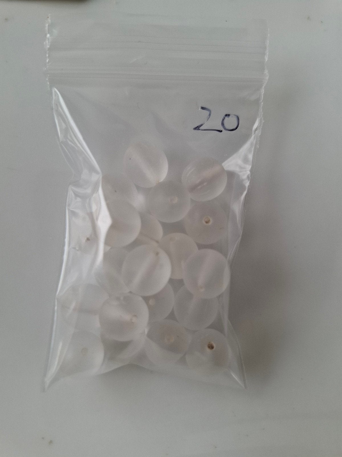 20 stuks 10 mm glaskralen mat transparant kralen, Kraal, -, -, Ophalen of Verzenden