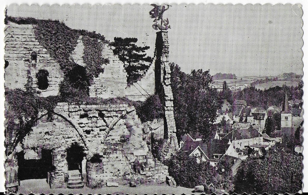 V27 oude gelopen ansichtkaart Valkenburg ruïne 1959, Verzamelen, Ophalen of Verzenden, 1960 tot 1980, Gelopen, Limburg