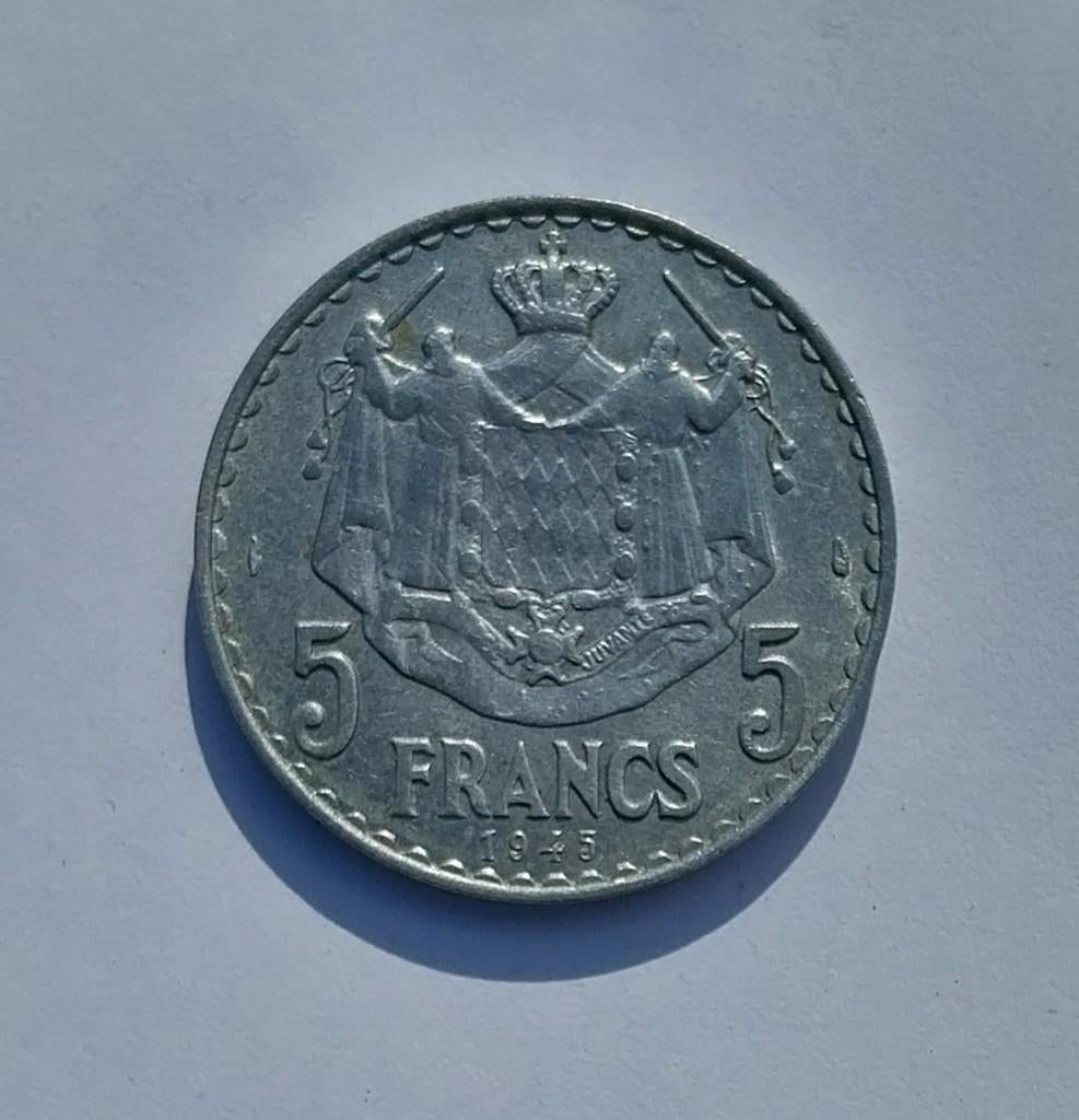 Munt 5 Franc 1945, Louis II Prince de Monaco, Ophalen of Verzenden, Buitenland, Munten